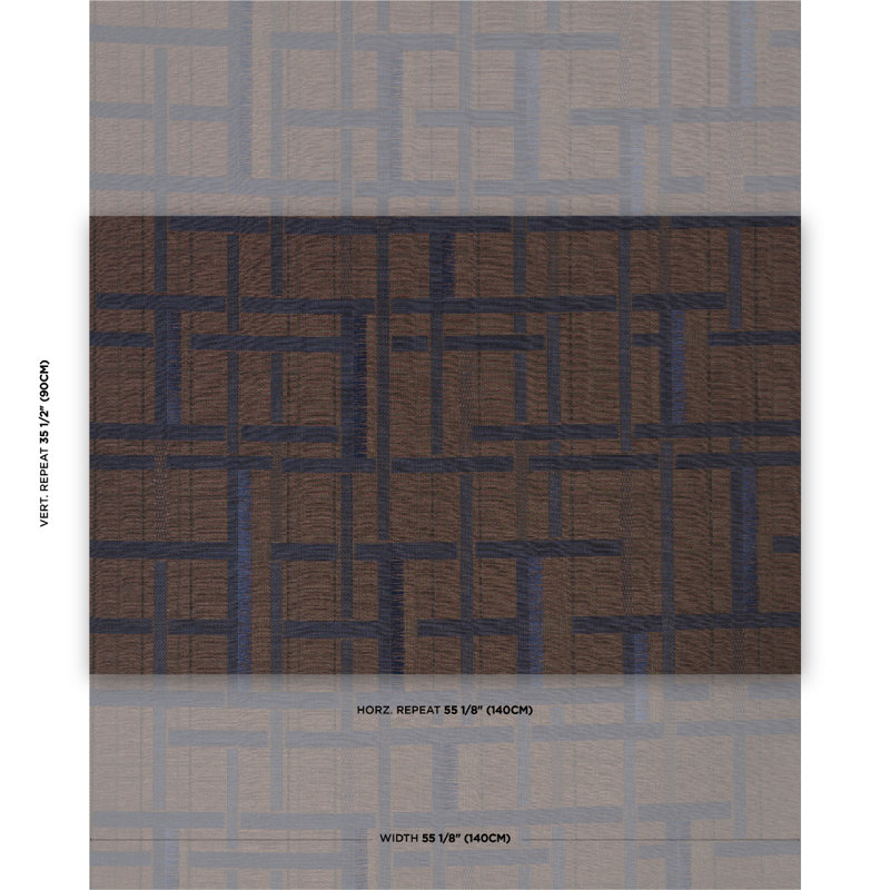 Papier peint Schumacher x Patterson Flynn Axel, Bleu marine / espresso