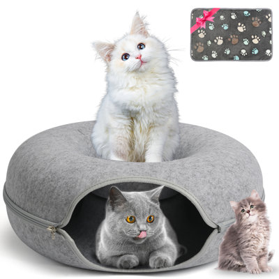 Medium 20 inch Peekaboo Cat Cave for Indoors Cats,Cat Dounut Tunnel Bed,Hiding and Exploring Fun,Exercise Scratching, For Medium Cat Up To 9 Lbs