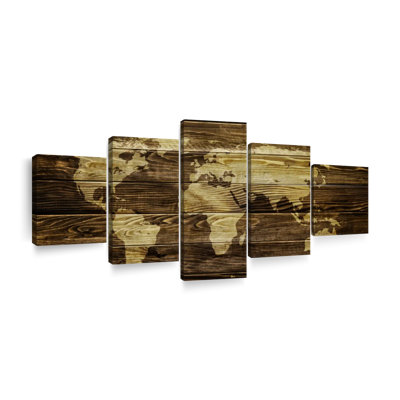 " Dark Wood World Map " 5 - Pieces