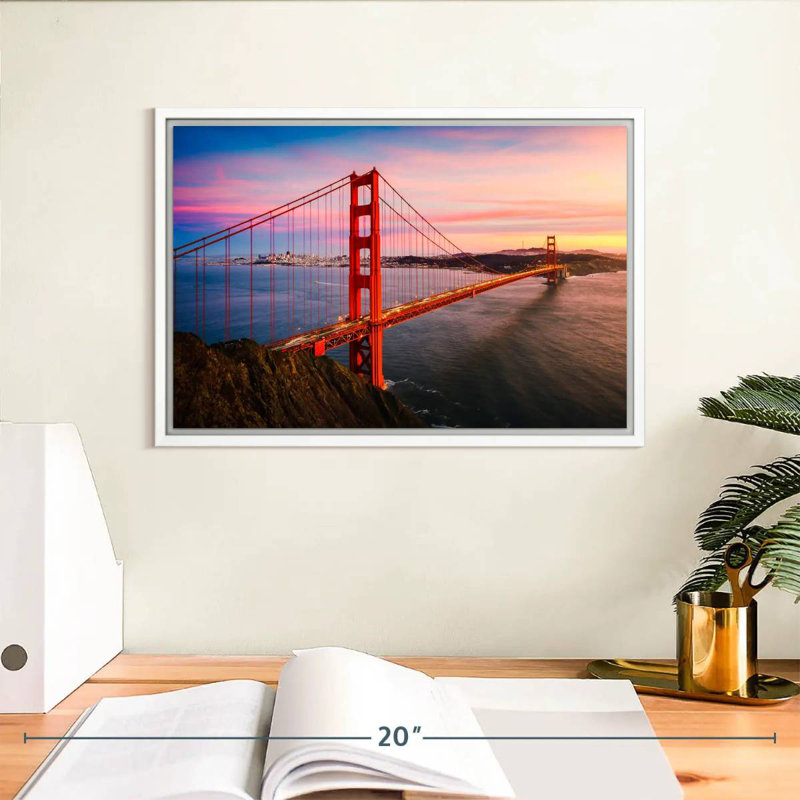 Golden Gate, Cadre flottant blanc, 13 po x 9 po