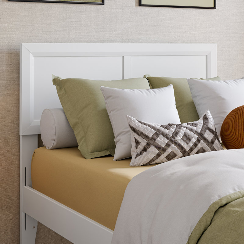 Lit plateforme avec tête de lit réglable Ellarie, White, Très grand simple