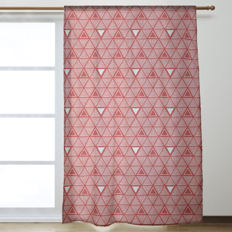 Jordao Room Darkening Curtain Single Panel, Red/White