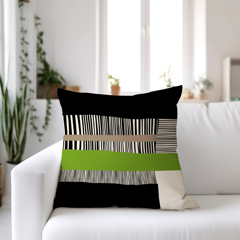 Jeté carré / extérieur en polyester Chamu, 16 po x 16 po, Chartreuse