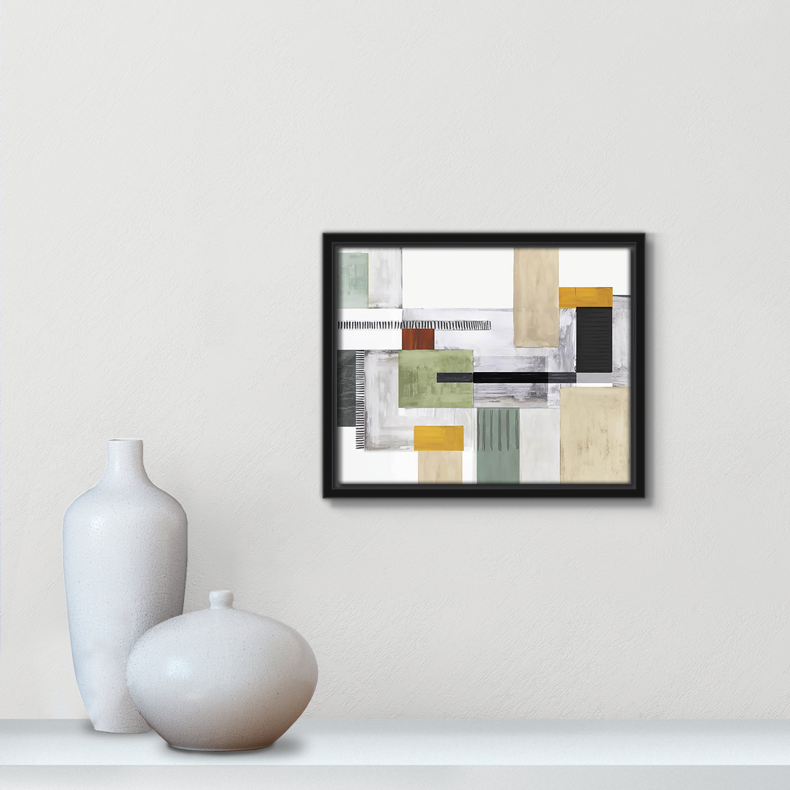 Playful Blocks by Tom Reeves, No Mat, Black Floater Framed, 9.5" H x 11.5" W x 2" D