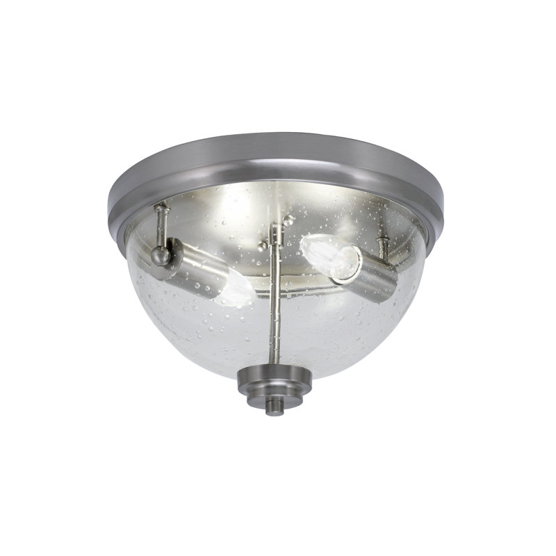 Plafonnier encastré 2 lumières Gerda, 2 lumières, fini nickel brossé avec verre transparent