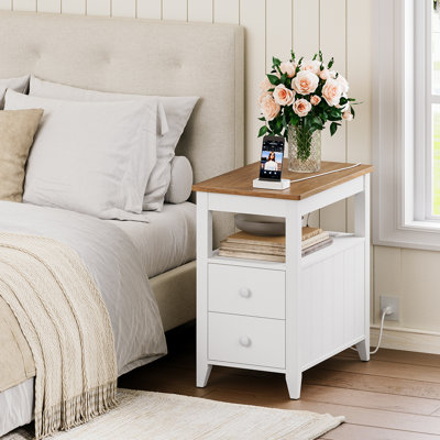 Tacito 23.6'' Tall 2 - Drawer End Table with Storage and Charging Station
