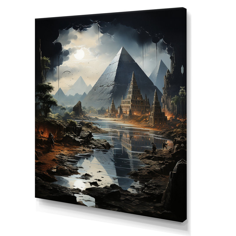 «Pyramid Ancient Echoes II - Cityscapes», art mural sur toile, L 12 po x H 20 po, Toile tendue