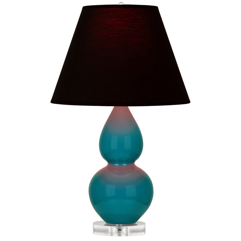 Petite lampe d'appoint à double gourde, Paon, Noir / Rouge