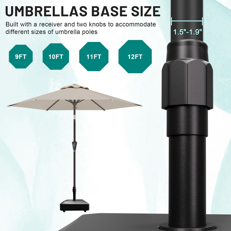 Base / support de parasol 4 pièces robuste pour porte-à-faux en porte-à-faux noir