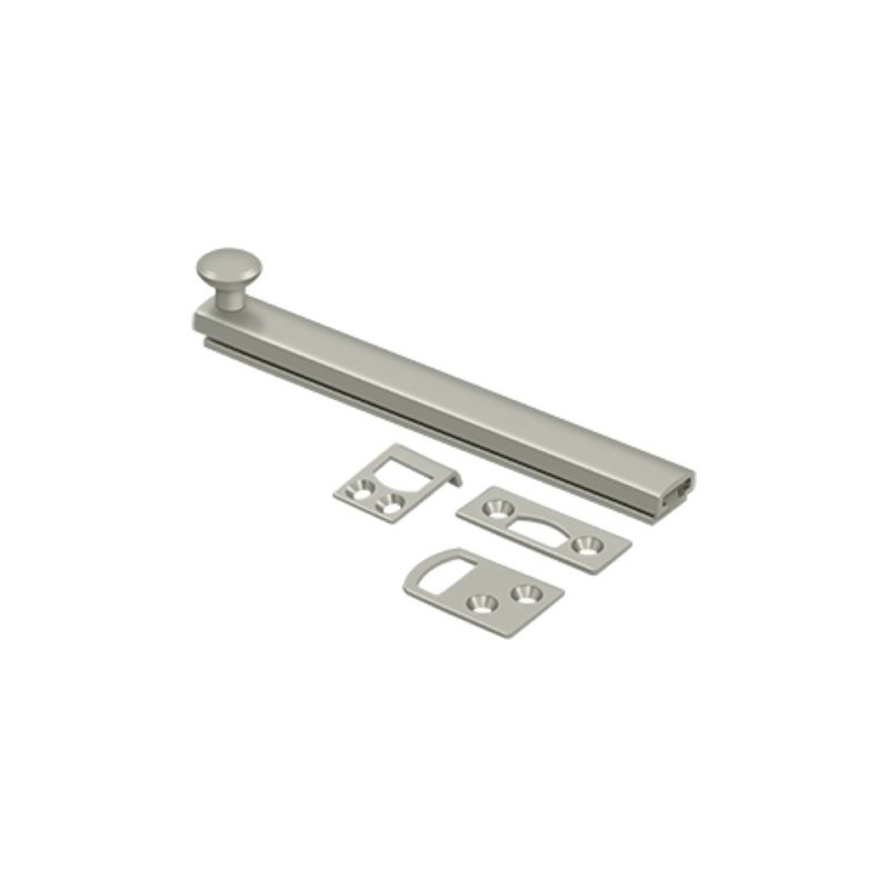 Boulon de surface 6 po Deltana 6SBCS15, vis dissimulée, nickel brossé HD, Nickel brossé, H 1,9375 po x l 6 po x P 1,5625 po