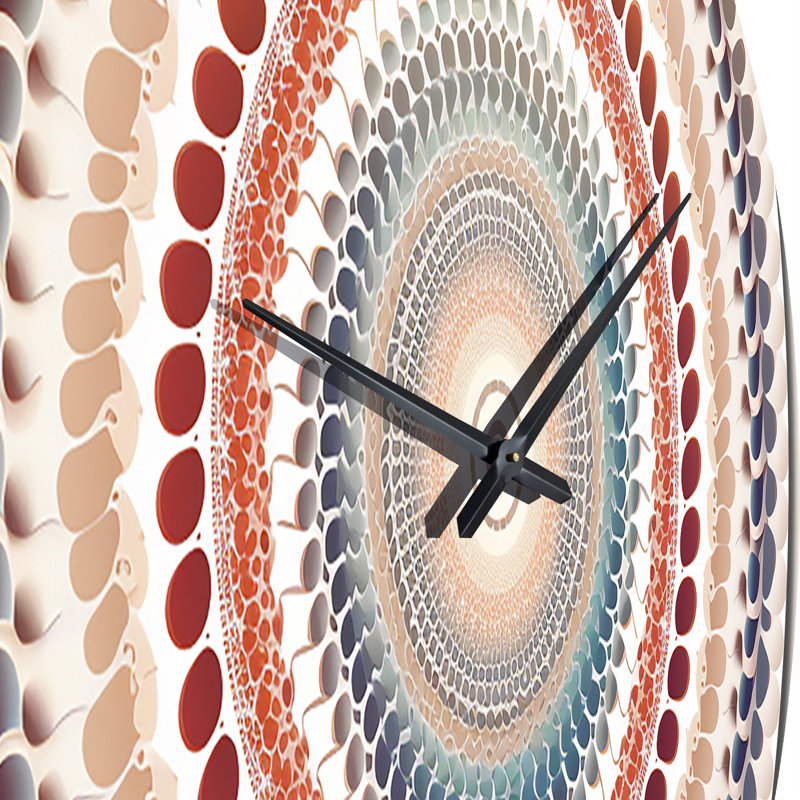Horloge murale élémentaire Mandala Serenity en bleu et rouge I, Très grand