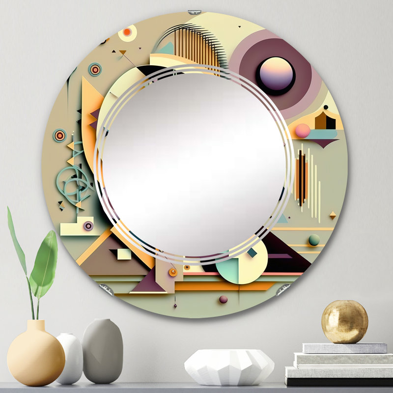 Oumou Pastel Art Deco II - Miroir mural géométrique moderne, 24 po x 24 po
