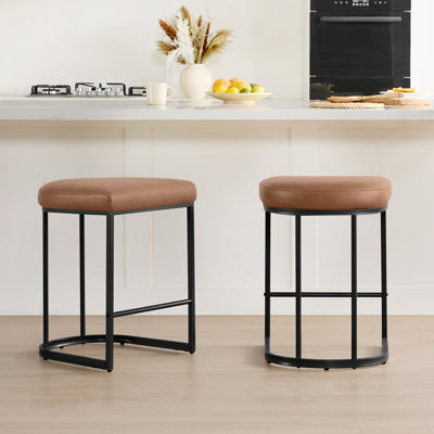 Upholstered Counter Stool with Metal Frame by Latitude Run