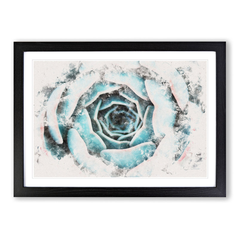 Pink & Green Succulent Plant - Picture Frame Painting Print, 62cm H x 87cm W x 2cm D, Black Framed