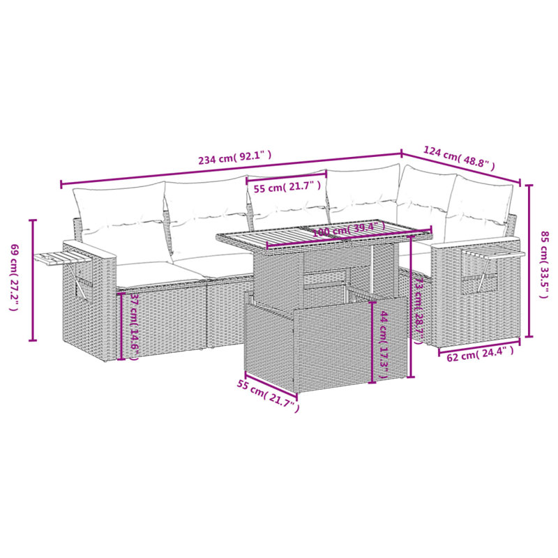 Ensemble de canapé de jardin Vidaxl beige