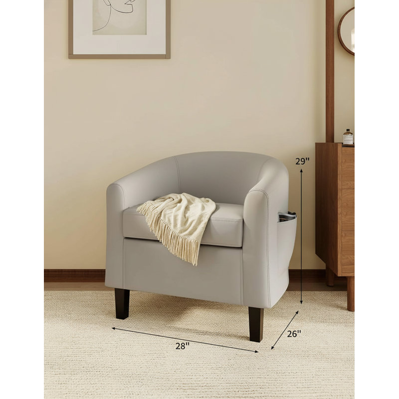 Fauteuil d'appoint en polyuréthane avec coussin souple, Gris