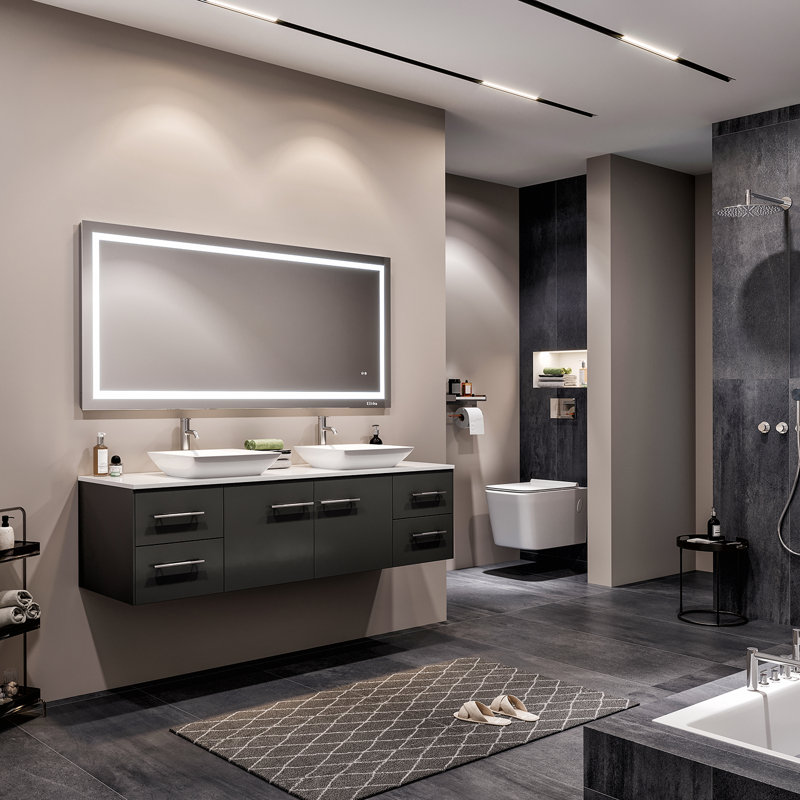 Juarez 60" Wall-Mounted Double Bathroom Vanity Set, Espresso