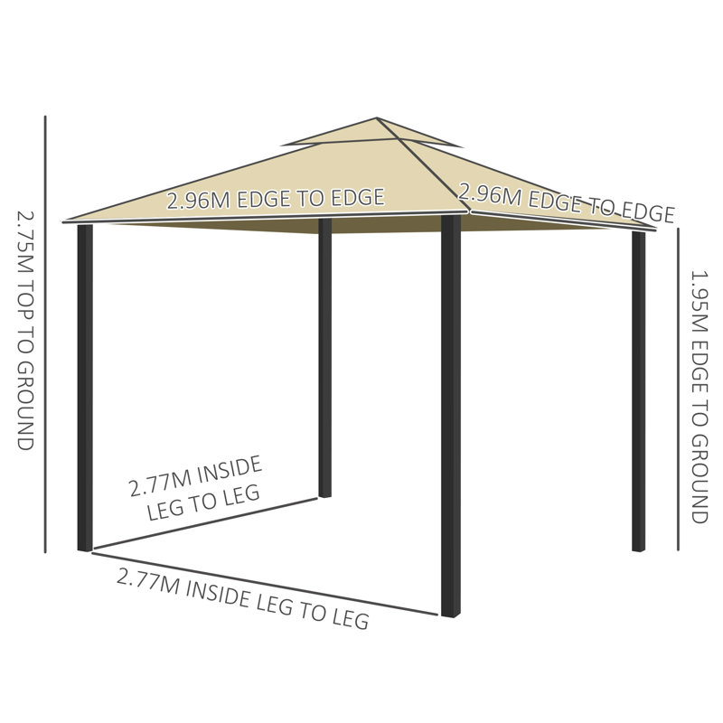 Abderahman 3m x 3m Metal Patio Gazebo