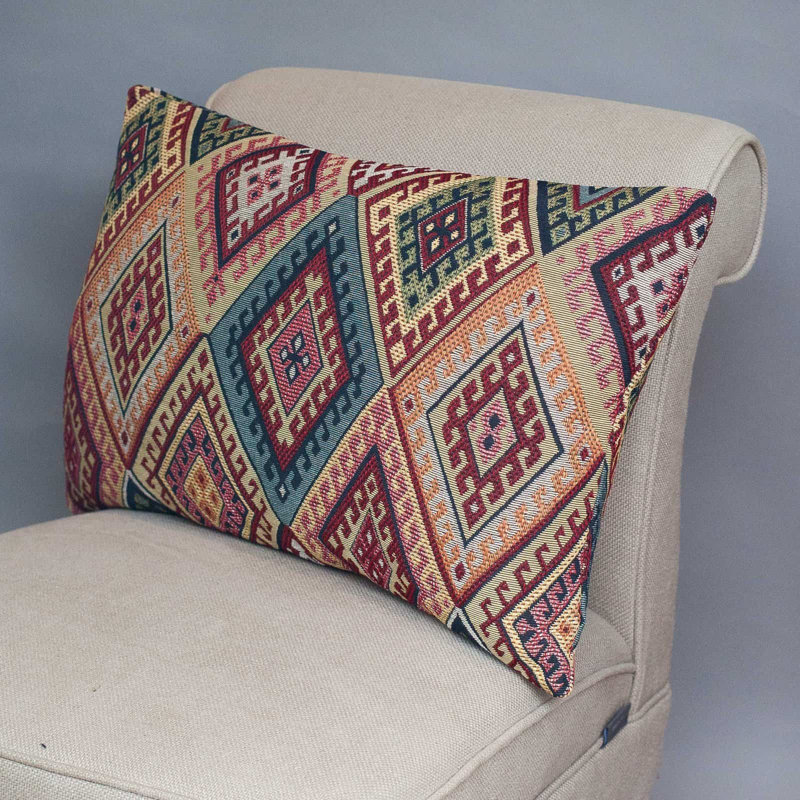 Turkish Kilim Weave Cushion, Synthetic filled, 58x38cm