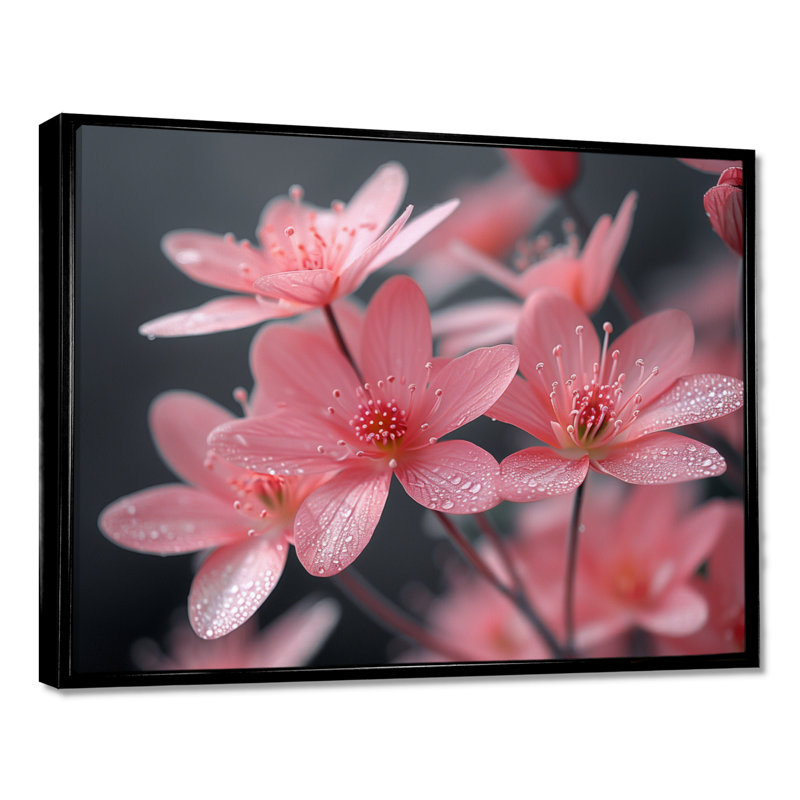 Gillan - impression d'art mural cerisier en fleurs, Toile avec cadre flottant noir, H 16 po x l 32 po x P 1 po