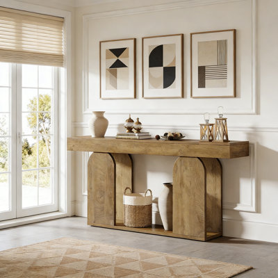 70.9" Rustic Console Table With Open Shelf, Sofa Table For Entryway Or Hallway