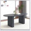 Table de salle à manger extensible ovale pour 4 à 8 personnes, base en bande de bois pour la famille et le salon