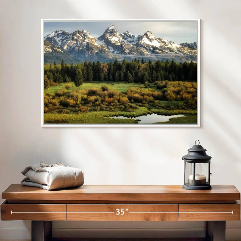 Grand Teton Beauty, Cadre flottant blanc, 25 po x 17 po