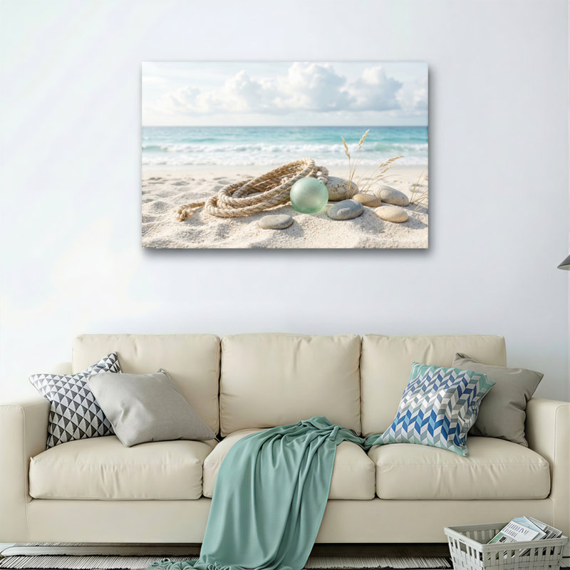 «Beach Scene», reproduction d'art sur toile, ensemble de 1, H 28 po x l 40 po, Toile tendue