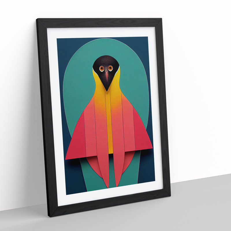 Unforgettable Bird Abstract - Wall Art, Black Picture Frame, 36cm H x 27cm W, White