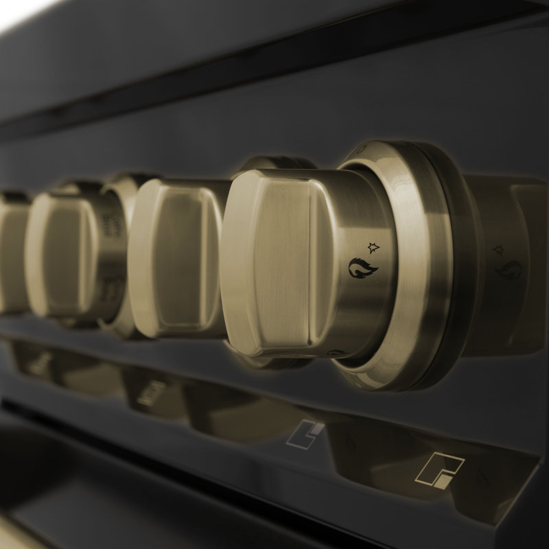 ZLINE Autograph 30" Legacy Dual Fuel Range, Champagne Bronze/Black Stainless Steel