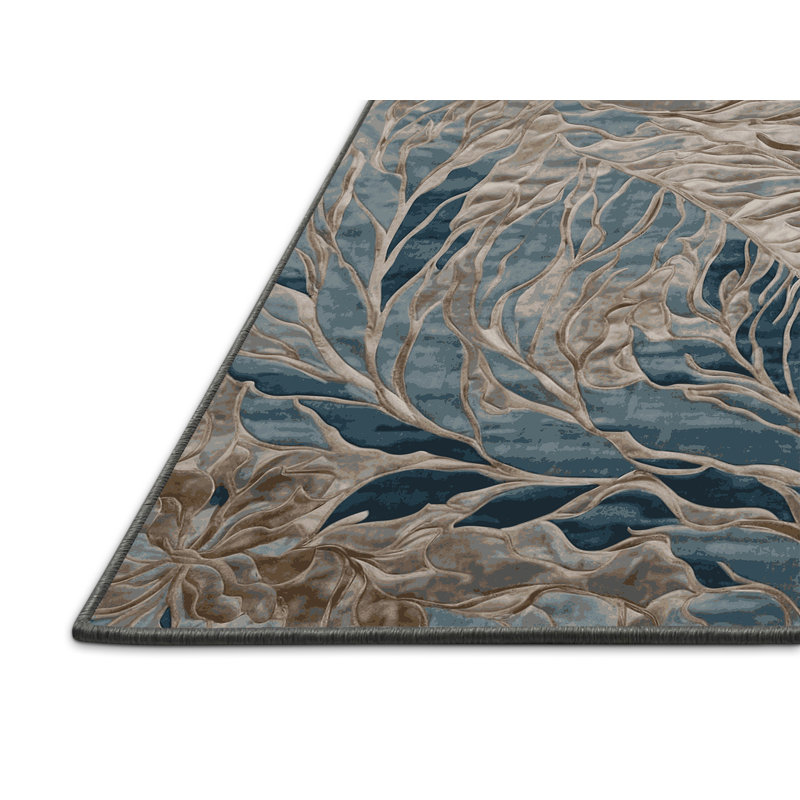 Tapis gris soyeux et moelleux, Rond 4 pi
