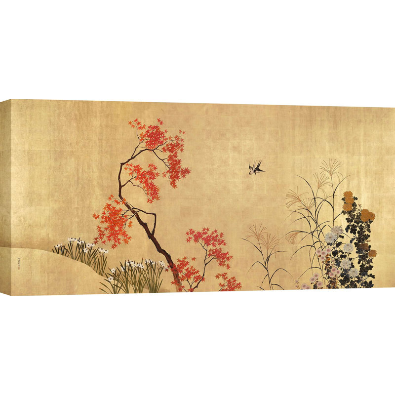 2JP7146 Japanese Autumn 1 Piece Wrapped Canvas Wall Art, 50cm H x 100cm W