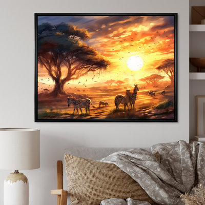 Safari zébré orange orange sur toile