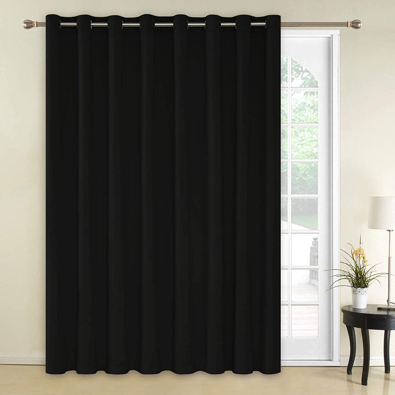 Penkridge Room Darkening Curtain Single Panel, 80" W x 84" L, Black