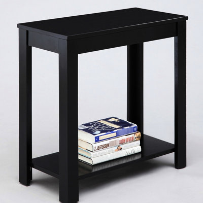 24" Tall Wood End Table In Black - Classy And Rustic Supports 250 Lbs Wooden Side Smooth Hue Matches Any Basement Solid Bearing Capacity