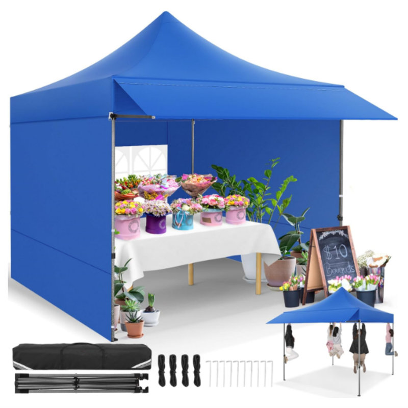 10x10 Pop Up Canopy with Sidewalls, Blue