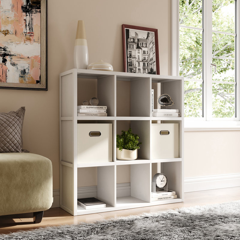Organisateur de cubes en bois massif John Louis Home, Blanc, (9 Shelves) 40.25"H x 37.75"W x 11.75D