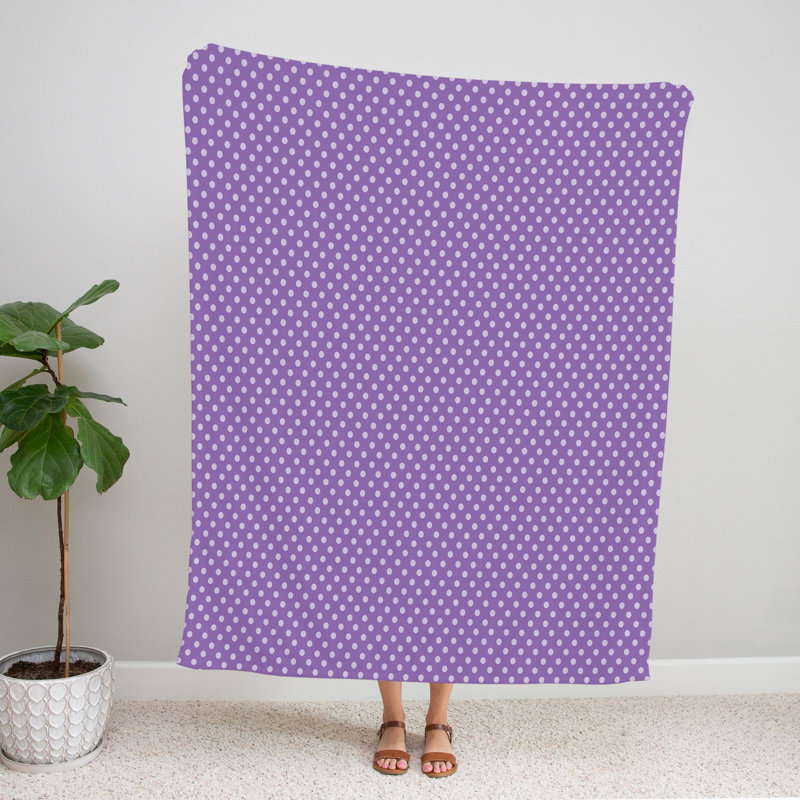 Jeté , L 50 po x L 60 po, Mauve, À pois