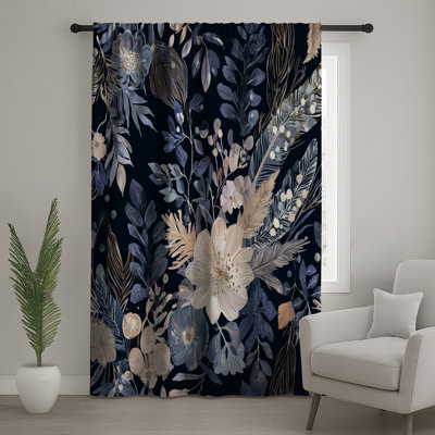 Rideaux floraux, voilages et voilages à motif floral - 1 panneau