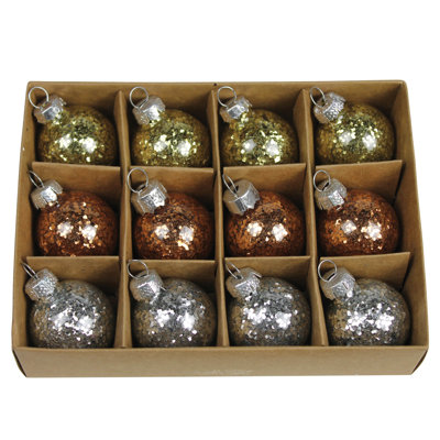 1.5'' Glass Trees & Wreaths Hanging Figurine Ornament