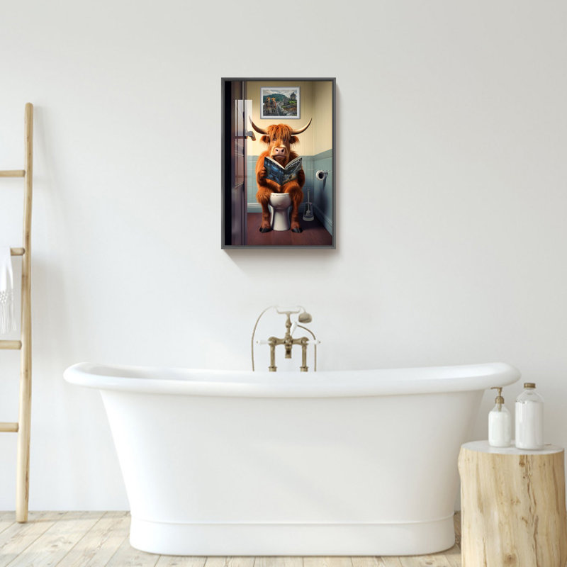 Impression d'art sur toile encadrée, vache des Highlands, COW4, Cadre noir, H 23,75 po x l 15,75 po x P 1,34 po