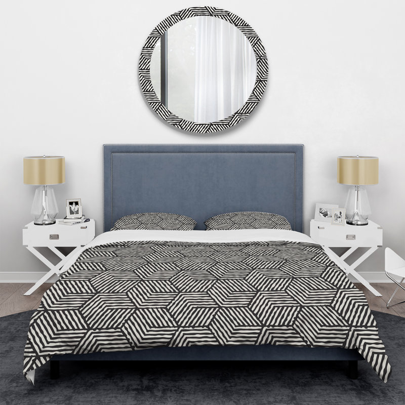 Ensemble de housse de couette en microfibre noir / blanc 2 pièces, Housse de couette pour grand lit et 2 taies décor