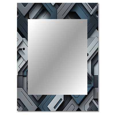 Grey Concrete Symmetry Geometric - Geometric  Large Mirror, Geometric Unique Wall Mirror Decor, Printed Metal Art