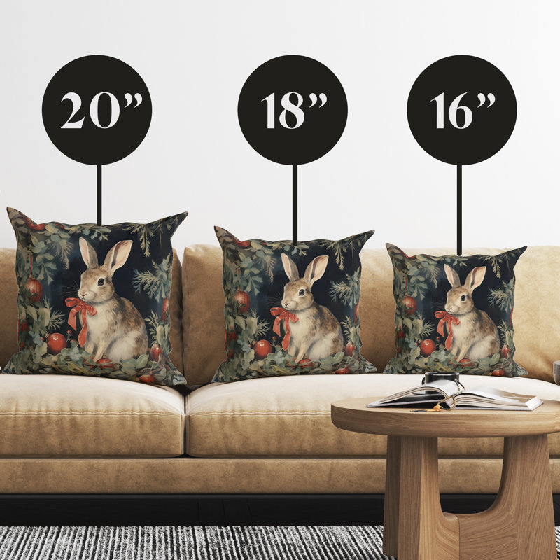 Housse de coussin Christmas Bunny, H 16 po x l 16 po