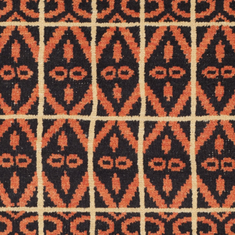 Alimatou Hand Knotted Wool/Cotton Southwestern Rug in Orange/Black, Rectangle 2' x 3'