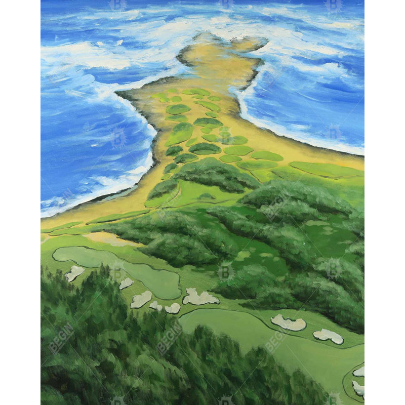 Golf Course On The Coast Print On Canvas