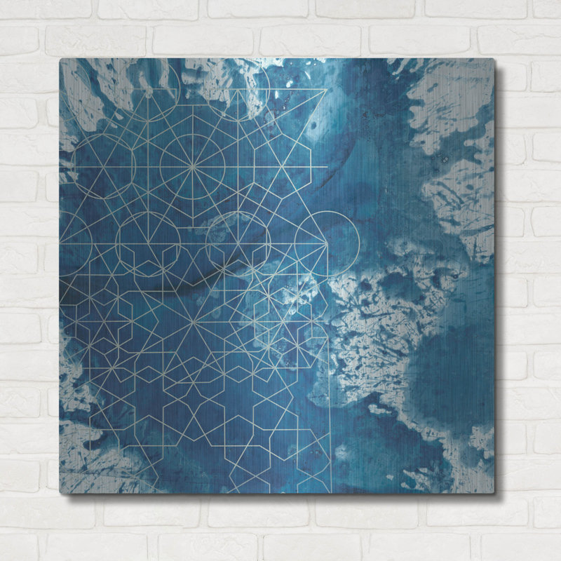Art mural luxueux en métal «Crystalline 4» par Chariklia Zarris, 36 po x 36 po, H 36 po x l 36 po