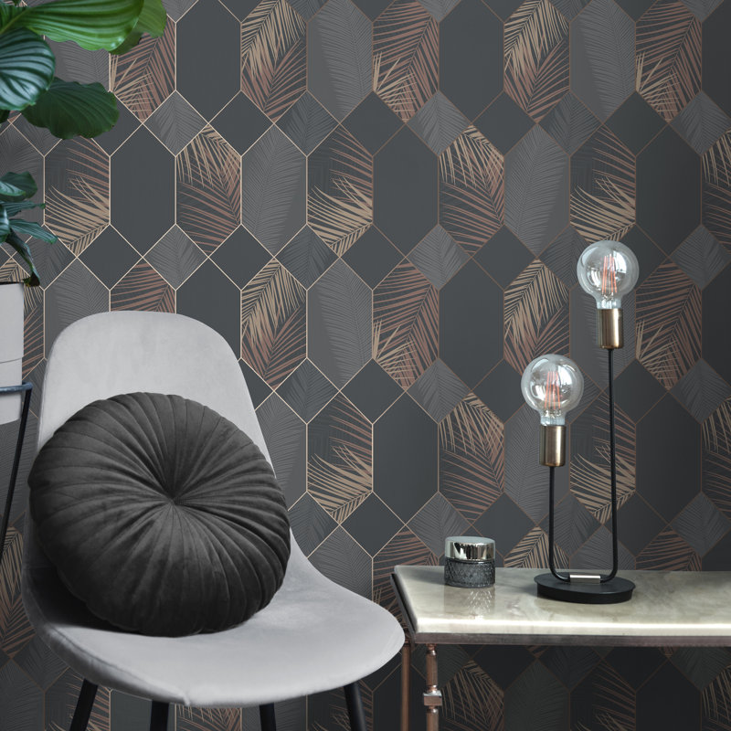 Miami Tropical Geo Wallpaper, Charcoal