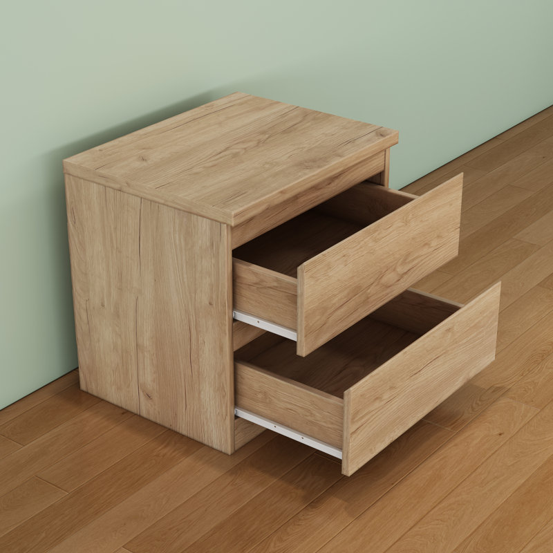 19.7-Inch Nightstand with 2 Drawers, Natural