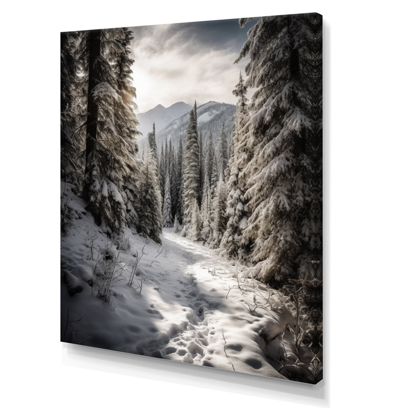 Frosty Snow Forest Path II - impressions sur toile neige, 32" H x 16" W, Toile tendue